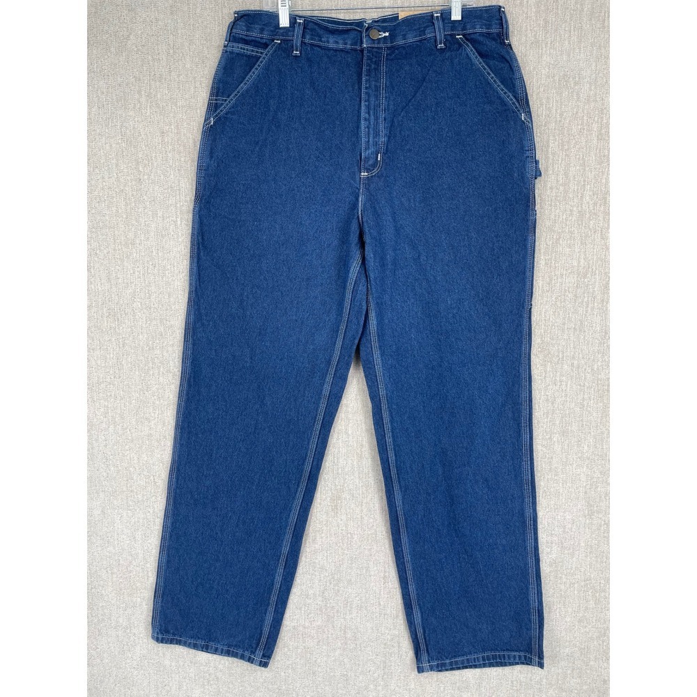 Carhartt Loose Original Fit Work Dungaree Jeans Mens 38x34 Blue Carpenter NEW